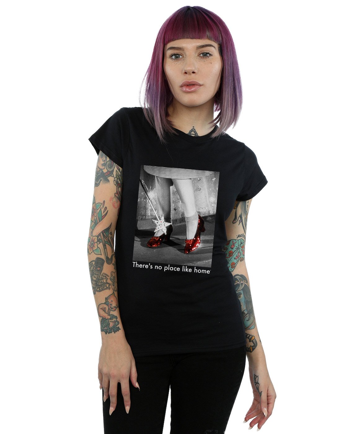 Absolute Cult Women's Black The Wizard Of Oz Ruby Slippers Photo T-Shirt XX-Large