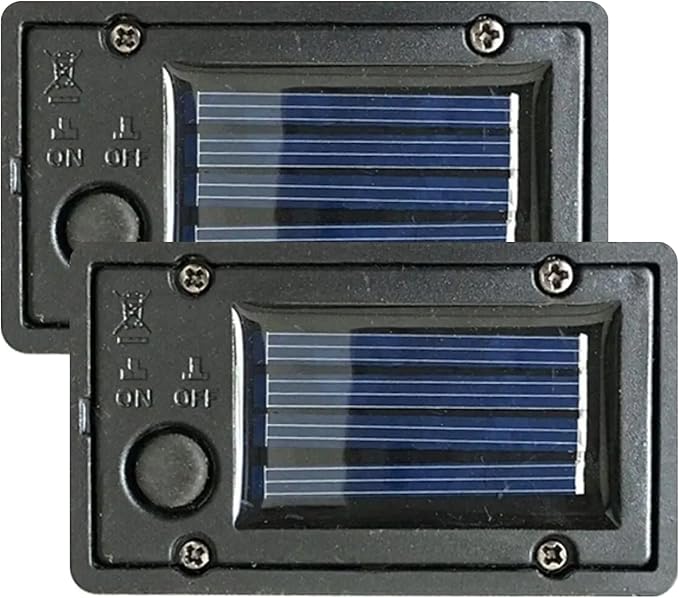 Muzrunq Zonne-batterijen, 2 stuks 2,8 x 1,6 inch waterdichte batterijbox vervanging zonne-licht onderdelen lantaarn vervanging top met lichtsensor DIY tuin kit.