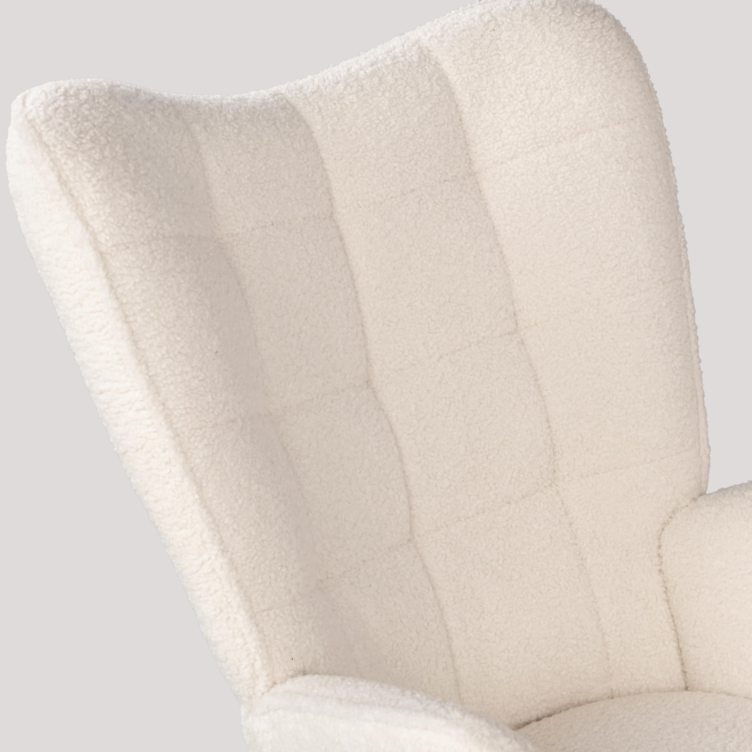 Meuble Cosy Fauteuil à Bascule Scandinave Rocking Chair Allaitement Chaise Loisir Revêtement en Bouclette avec Pieds en Bois Massif pour Salon, Chambre, Le Balcon, Beige