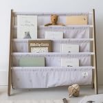 3 Sprouts La bibliothèque pour enfants, 4-Tier Rack, tient 35 Livres, Crème solide 4-tier Porte-livres à élingues pour les chambres pour enfants, la crèche, la salle de jeux ou le rangement de la classe; les enfants lisent à l'air libre; salle de jeu pour les enfants.