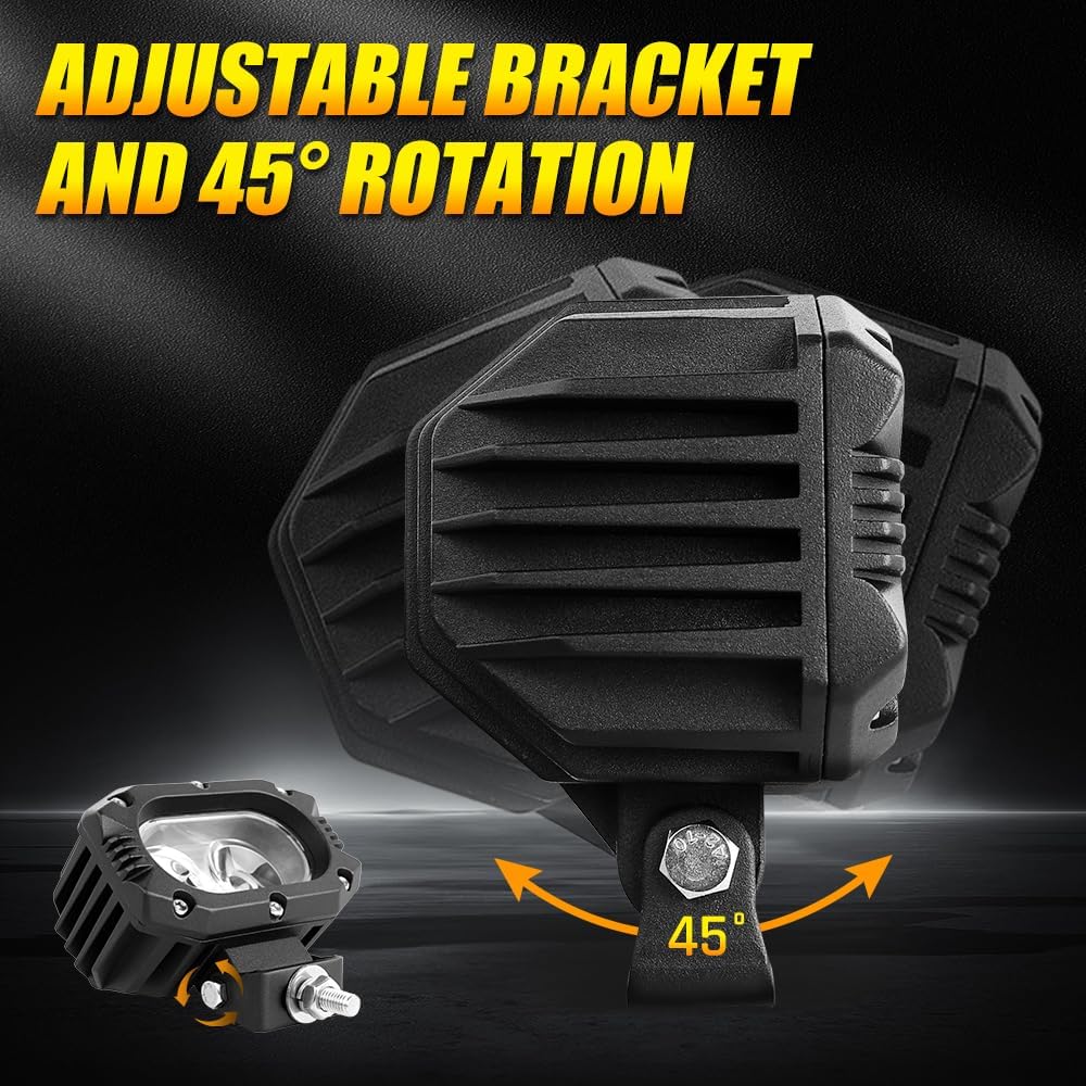 Rigidhorse 4 Inch LED Pods Light 80W 8000LM 6500K SpotBeam Off Road Xenon Driving Light IP67 Waterproof for Truck ATV Golf Cart Boat UTV 4X4, Pack of 2
