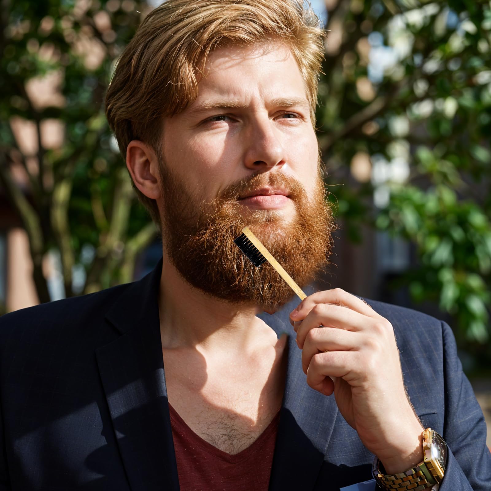 Cepillo de control de bordes, 3 piezas de cepillo de borde resistente para bigote para hombres, cepillo de borde 2 en 1, peine de peinado, herramientas de cuidado suave, accesorios compactos para 5