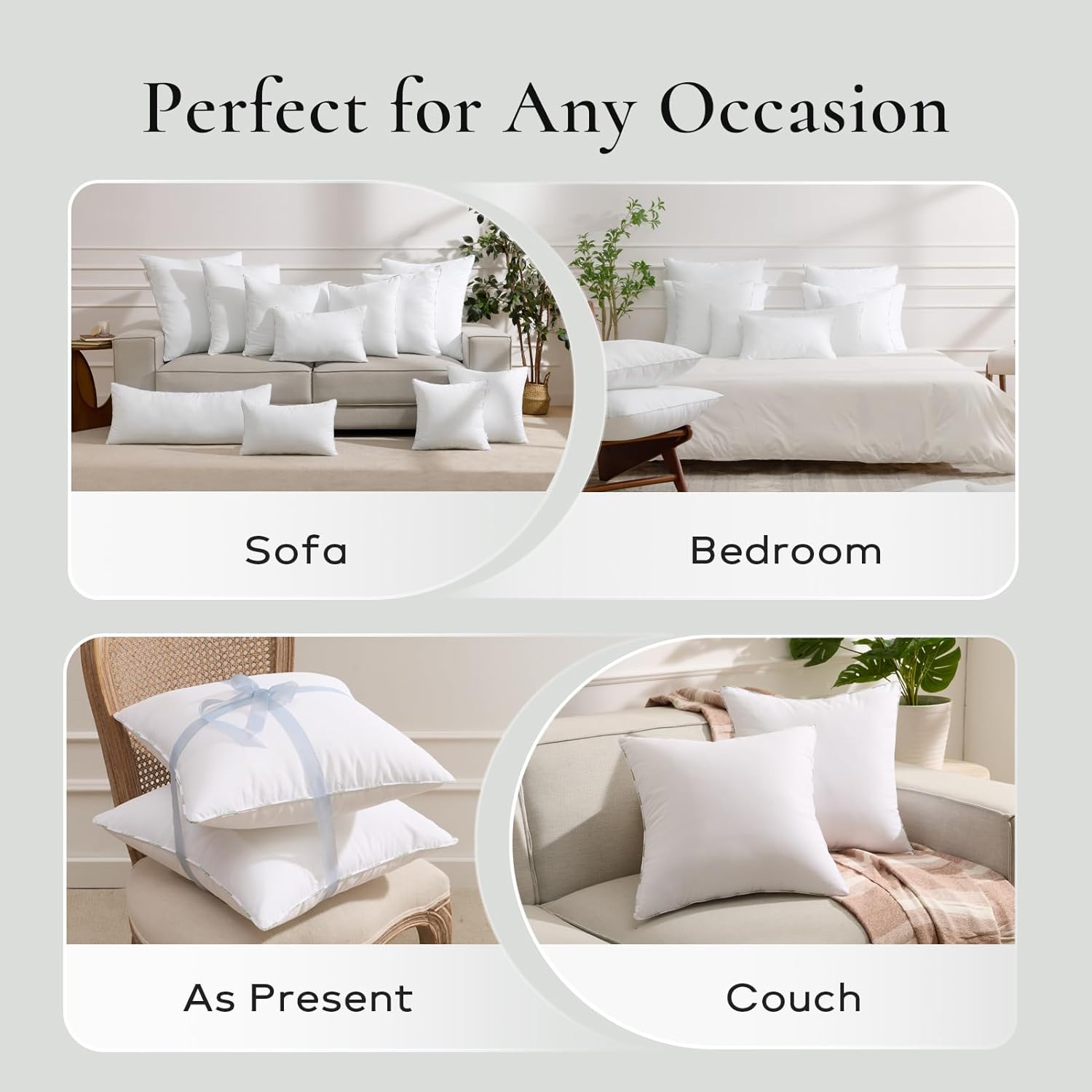 Ashler Home Deco Throw Pillow Inserts (Pack of 2, 18 x 18 Inches, White) - Hypoallergenic 100% Virgin Fiber Square Form Microfiber Throw Pillows for Bed and Couch Pillows | Indoor Decorative Pillow - Image 6