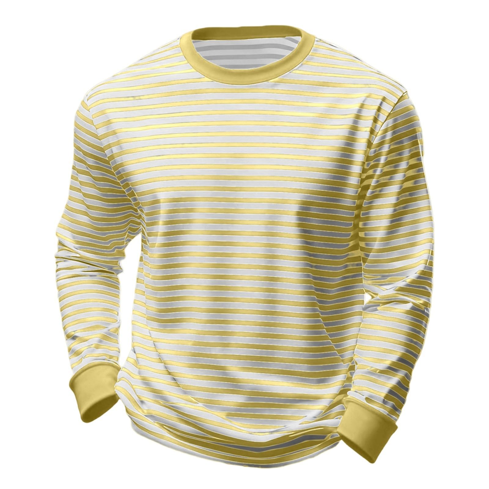 Striped Shirt Men Women Red White Long Sleeve T-Shirt Carnival Long Sleeve T-Shirt Horizontal Stripes Wide Stripes Fine Stripes Crew Neck Leisure Top Striped Shirt Fancy Dress Costumes, yellow, XXL