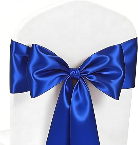 Vista 70 de Paquete de 50 bandas de satén para sillas de color azul bebé, lazos para sillas de boda, revelación de género, baby shower, fiesta, decoración