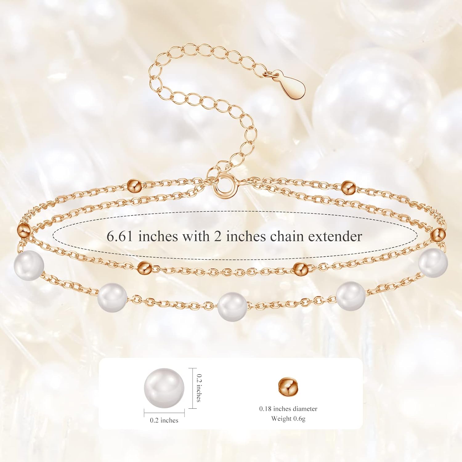 925 Sterling Silver Pearl Bracelets for Women, Adjustable Womens Layered Beaded Charm Bracelets Birthday Christmas Jewelry Gift for Mom Wife Teen Girlfriend Lover