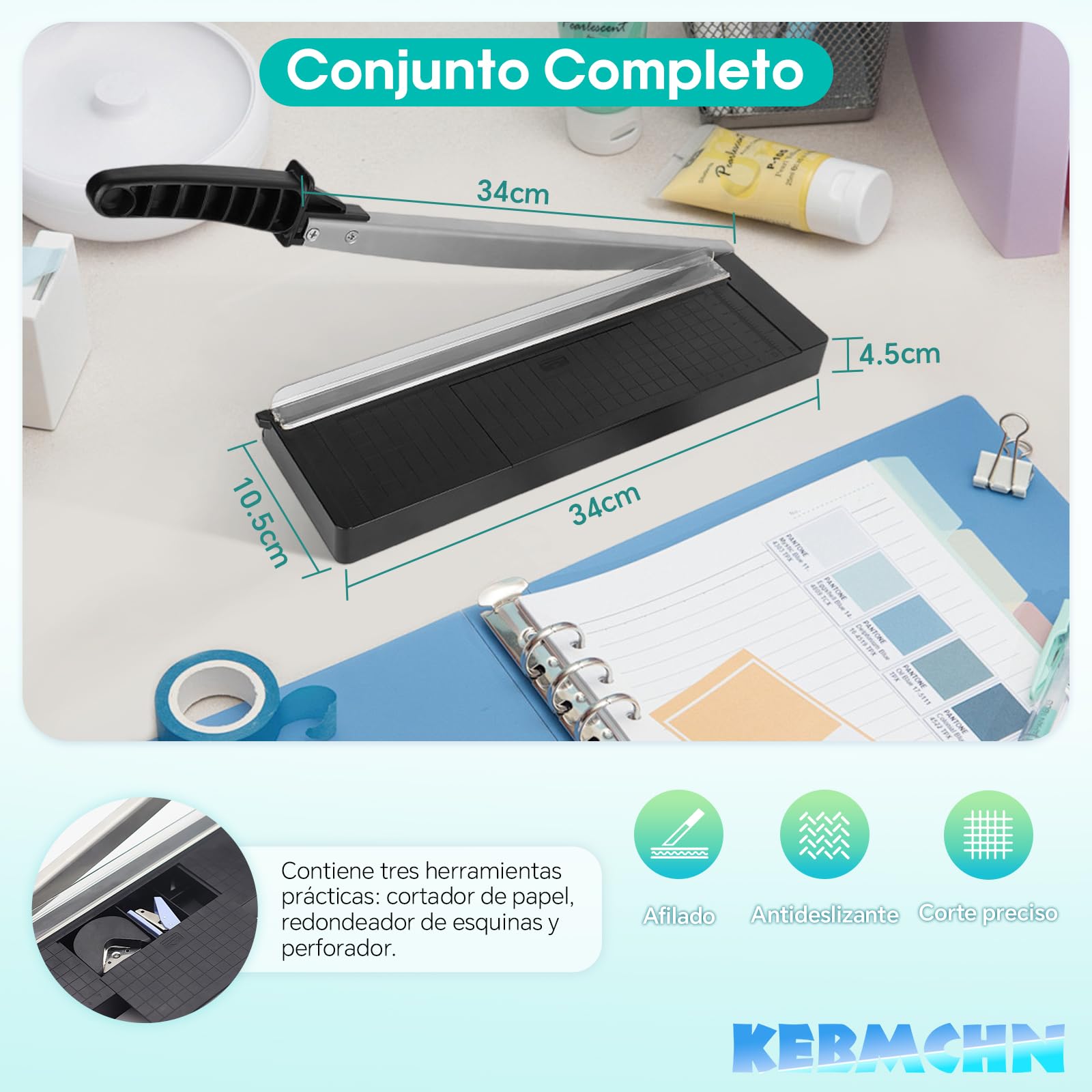 Guillotina de Papel A4 con Cuchilla de Acero | Capacidad para 8 Hojas | Corte por Palanca | Para Papel, Cartulina y Fotos | Cortadora de Precisión(A4)