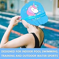 Vista 13 de Gorros de natación para niñas (de 2 a 6 años), gorro de natación de silicona impermeable duradero para cabello corto con gafas de natación, tapón