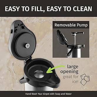 CRESIMO 74 Ounce (2.2 Liter) Airpot Thermal Coffee Carafe/Lever Action/Stainless Steel Insulated Thermos / 12 Hour Heat Retention / 24 Hour Cold Retention