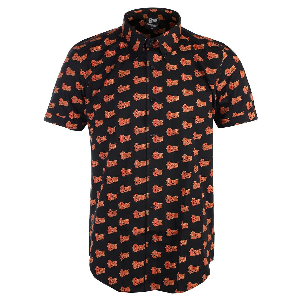 David Bowie Men's Black Casual Shirt Logo Pattern Repeat Logo Official Xxl