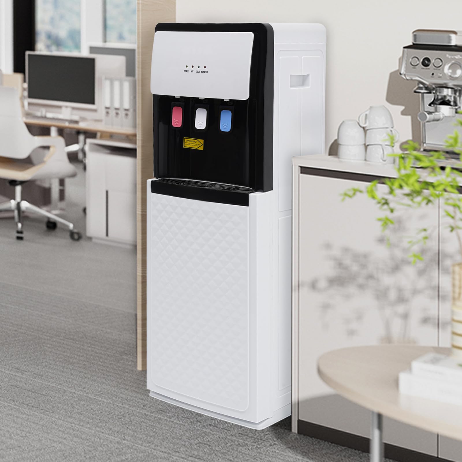 LARIDEN Bottom Loading Water Cooler Dispenser, Hot & Cold Standing Water Dispenser, Floor Standing Water Coolers with Protection System, Use for Both Home and Commercial Places (White)