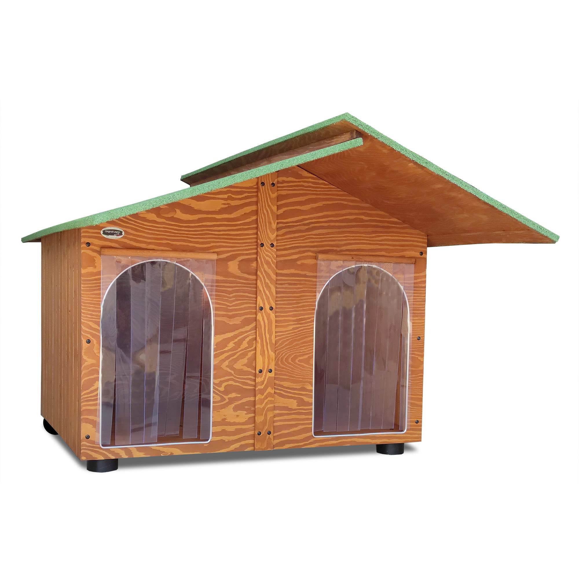 Acquista in Fabbrica Cuccia in Legno con Pensilina e Davanzale per Cani “Gigante” da Esterno 2 Tendine Omaggio Made in Italy MOD. Extra Large - XXXL Doppio Ingresso