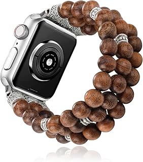 Natural Stone Beaded Bracelet Compatible with Apple Watch Band 38mm 40mm 41mm 42mm 44mm 45mm 46mm 49mm Women Series 10 9 8 7 SE Ultra 2 Series 6/5/4, Fashion Stretch Fancy Watch Strap for iWatch Band Series 3/2/1