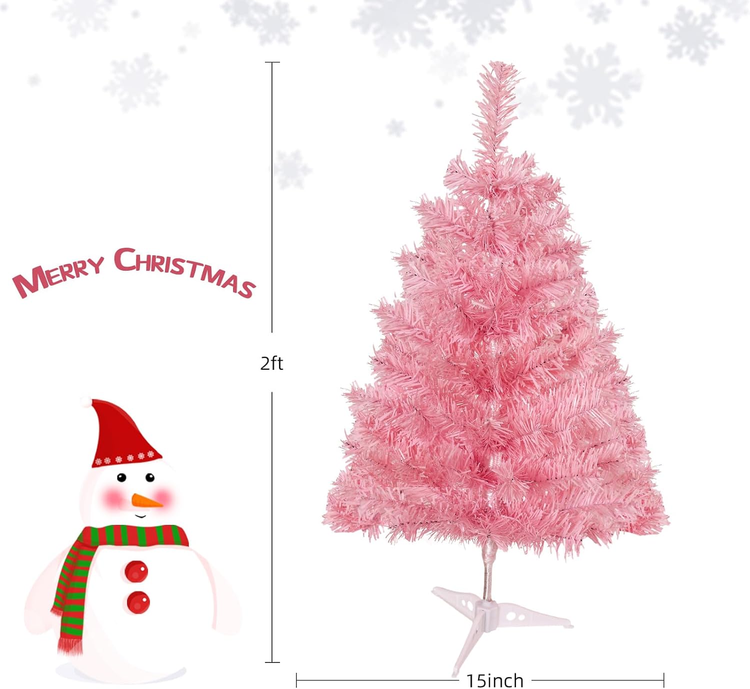 6ft Pink Artificial Christmas Tree,Mini Tabletop Xmas Pine Tree with 80 Branch Tips and Plastic Stand for Indoor and Outdoor Decoration