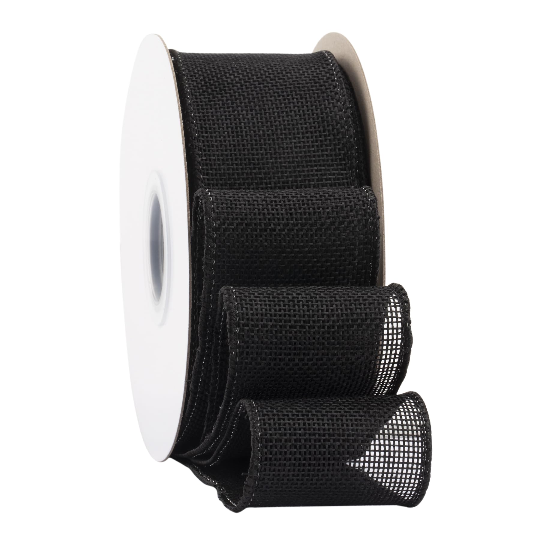 Ribbonitlux Black Burlap Wired Ribbon, 50mm x 18 Meters, Wired Edge Burlap Ribbon for Gift Wrapping Big Bow, Wreath
