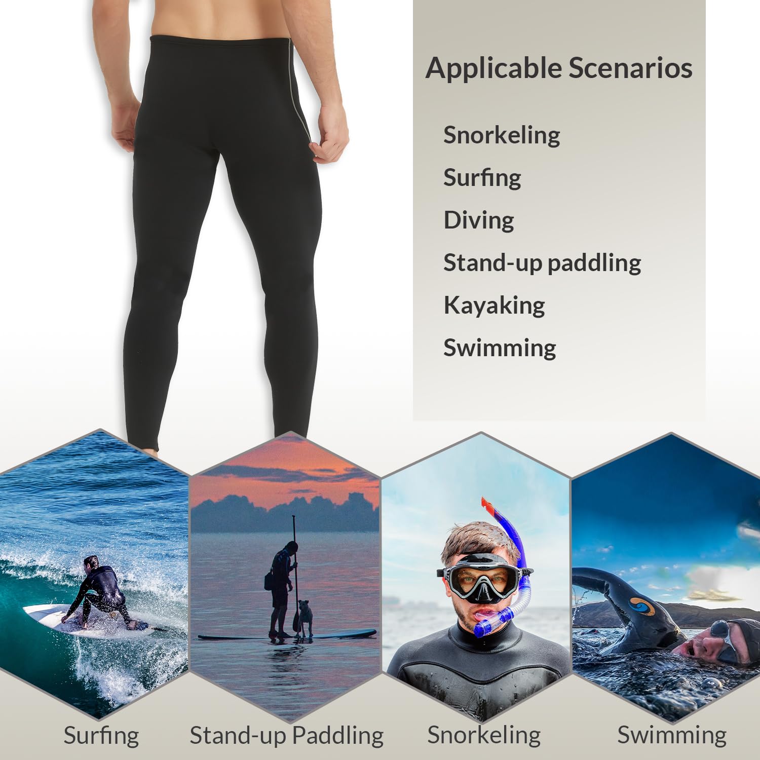 Lemorecn Pantaloncini da uomo in neoprene da 2 mm, super elasticizzati, per immersioni, surf, nuoto, snorkeling