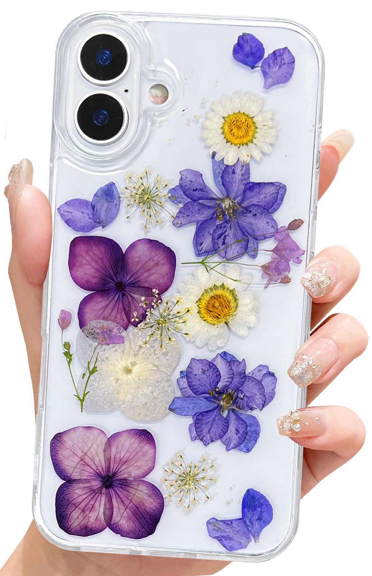 Abbery für iPhone 15 Hülle Blumen Muster Durchsichtig Mit Ge