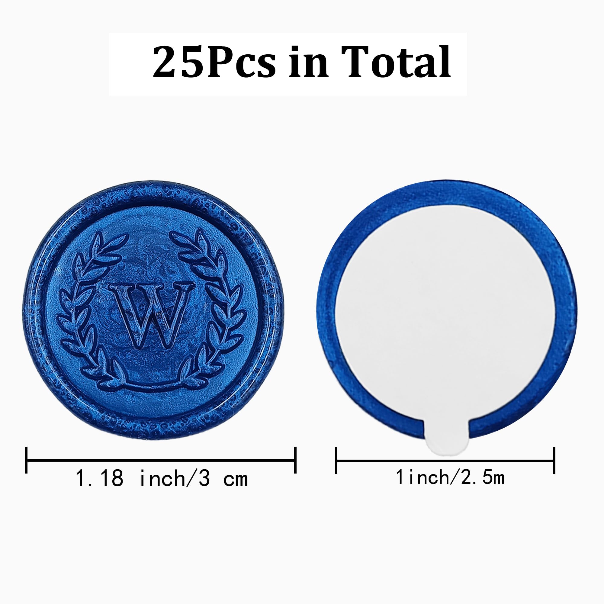 25 Blue Letter W Wax Seal Stickers – Handmade, Self-Adhesive, No Mess – Perfect For Wedding Invites & Gifts