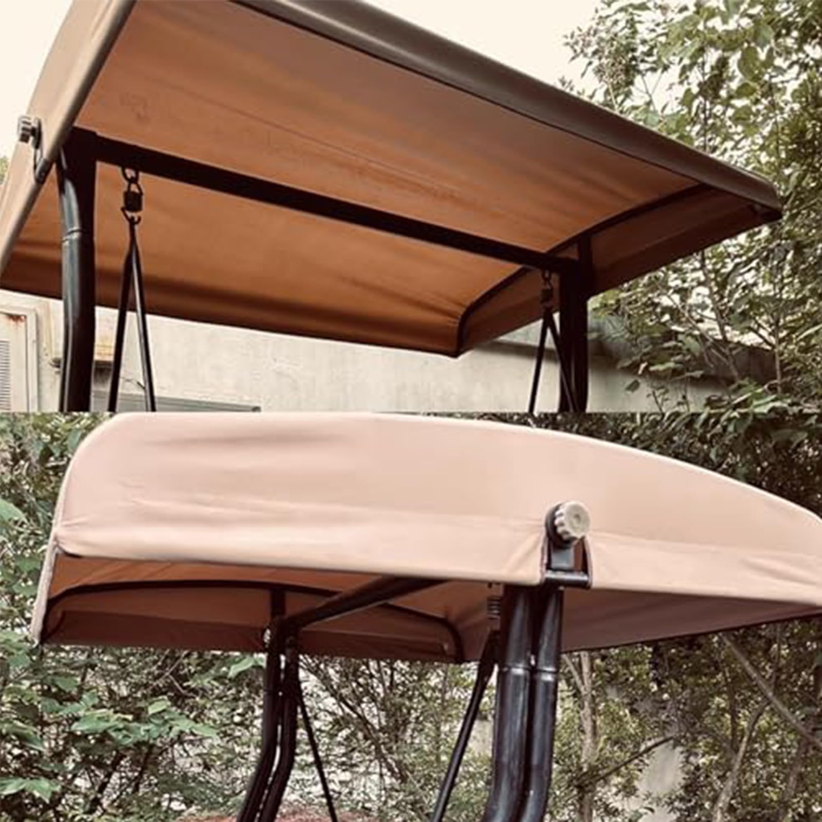 Baldacchino di Ricambio per Dondolo da 2-3 posti,Copertura Impermeabile per Amaca da Esterno,Protezione Solare,Copertura per Patio per Cortile Parco Balcone,2 Seater:158x118cm/62x46.4in