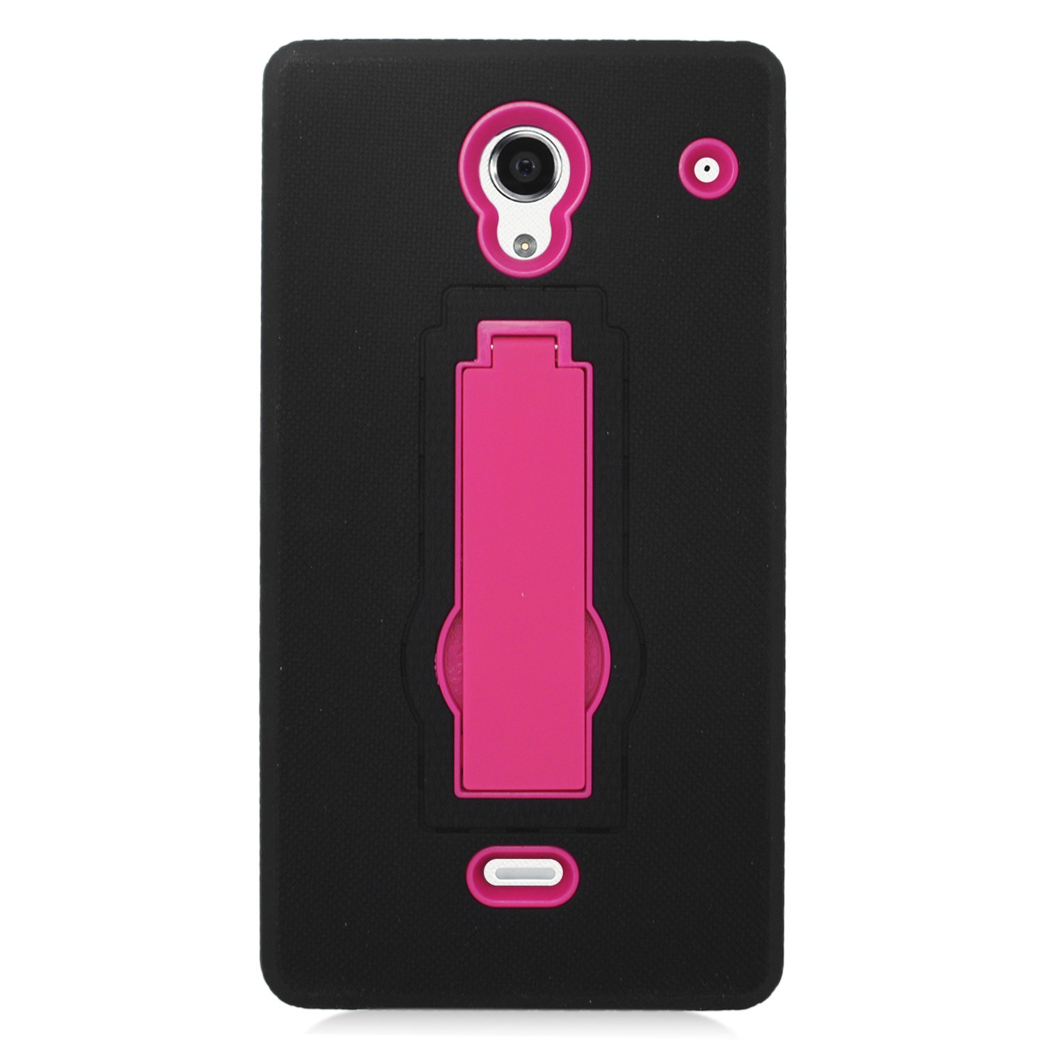 Sharp Aquos Crystal Hybrid Skin Case with Stand - Retail Packaging - Black/Hot Pink