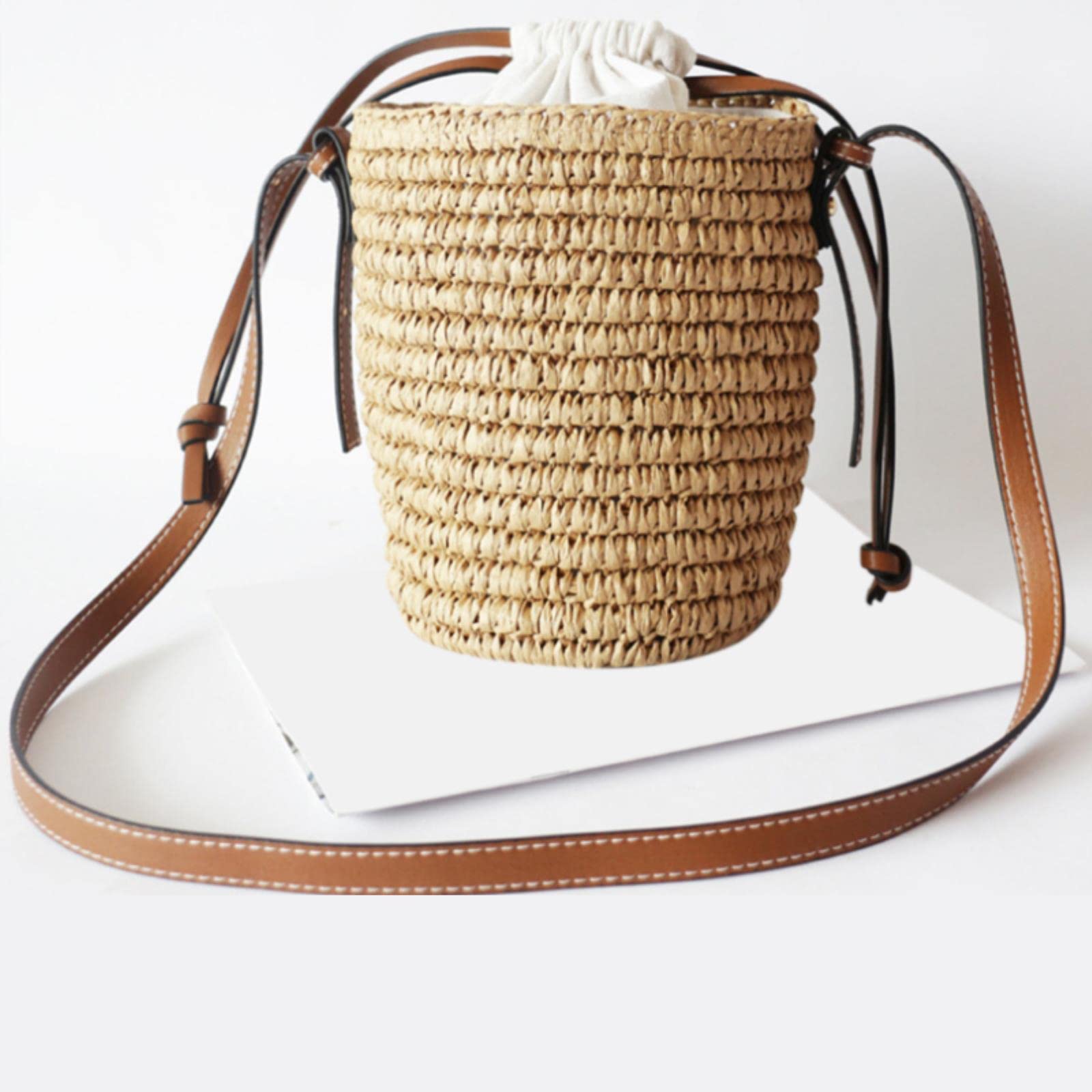Bolso de Mano Redondo de Paja para Mujer, Rafia, Barril Redondo, Bolso Cruzado Tejido de Paja, Bolsos de Mano, Bolsos Femeninos, Bolso de Playa para Mujer