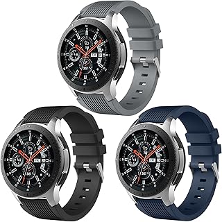 Easuny Compatible for Samsung Galaxy Watch 3 45mm Band/Galaxy Watch 46mm/Gear S3 Frontier, 22mm Smart Watch Bands Silicone Quick Release Strap for Men, 3 Pack of Black/Dark Blue/Space Gray