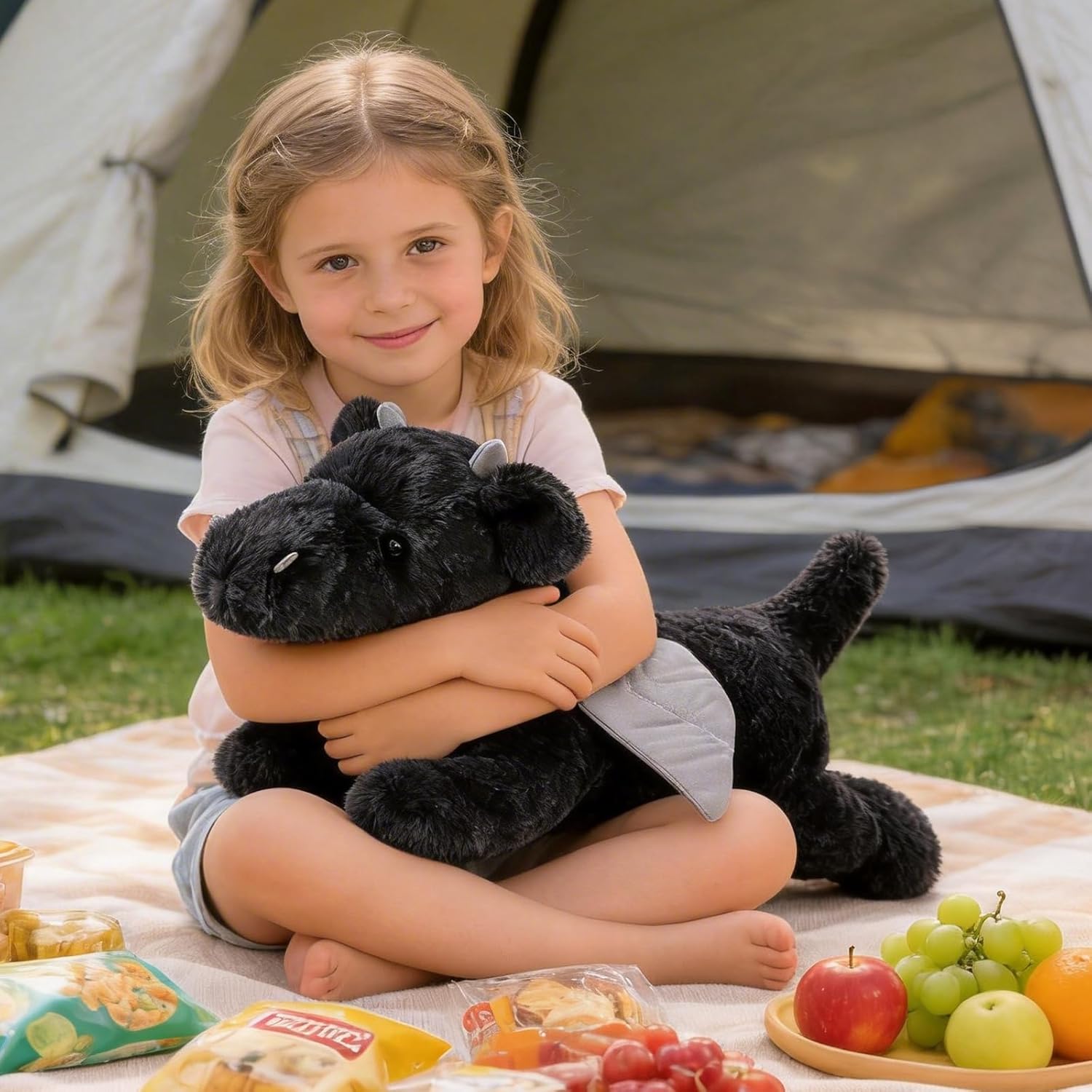 4 Pounds Dragon Stuffed Animal Weighted Stuffed Animals Soft Stuffed Dragon Plush Black Giant Plushies Weighted Dragon Stuffy Toy Body Pillow 23.6" Birthday for Kids