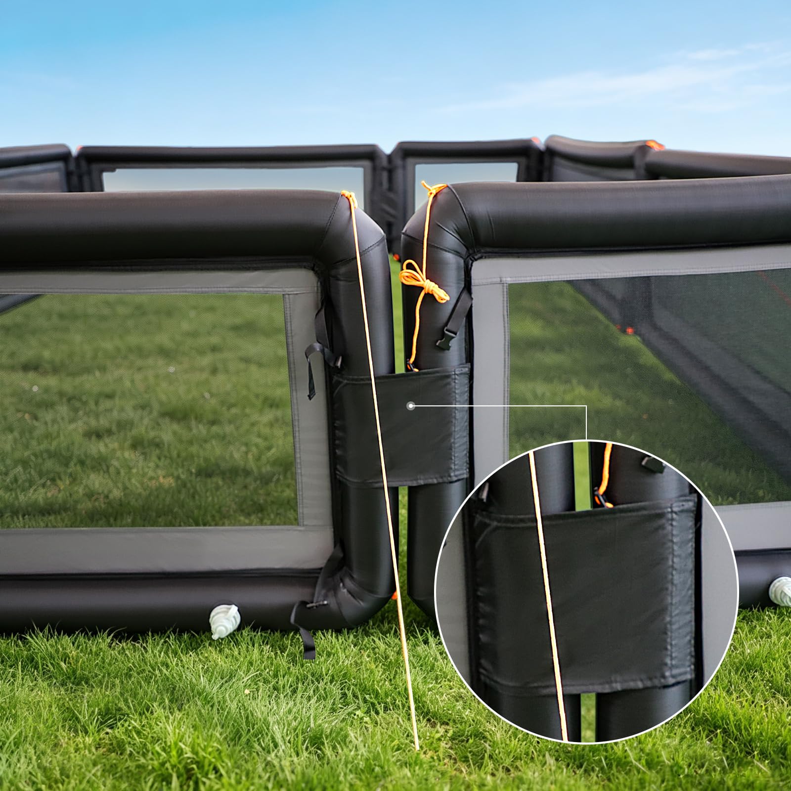 Aufblasbarer Modulzaun für Haustiere und Wohnmobile - Stabil und Flexibel (400x300cm (Freestanding No Caravan Needed))