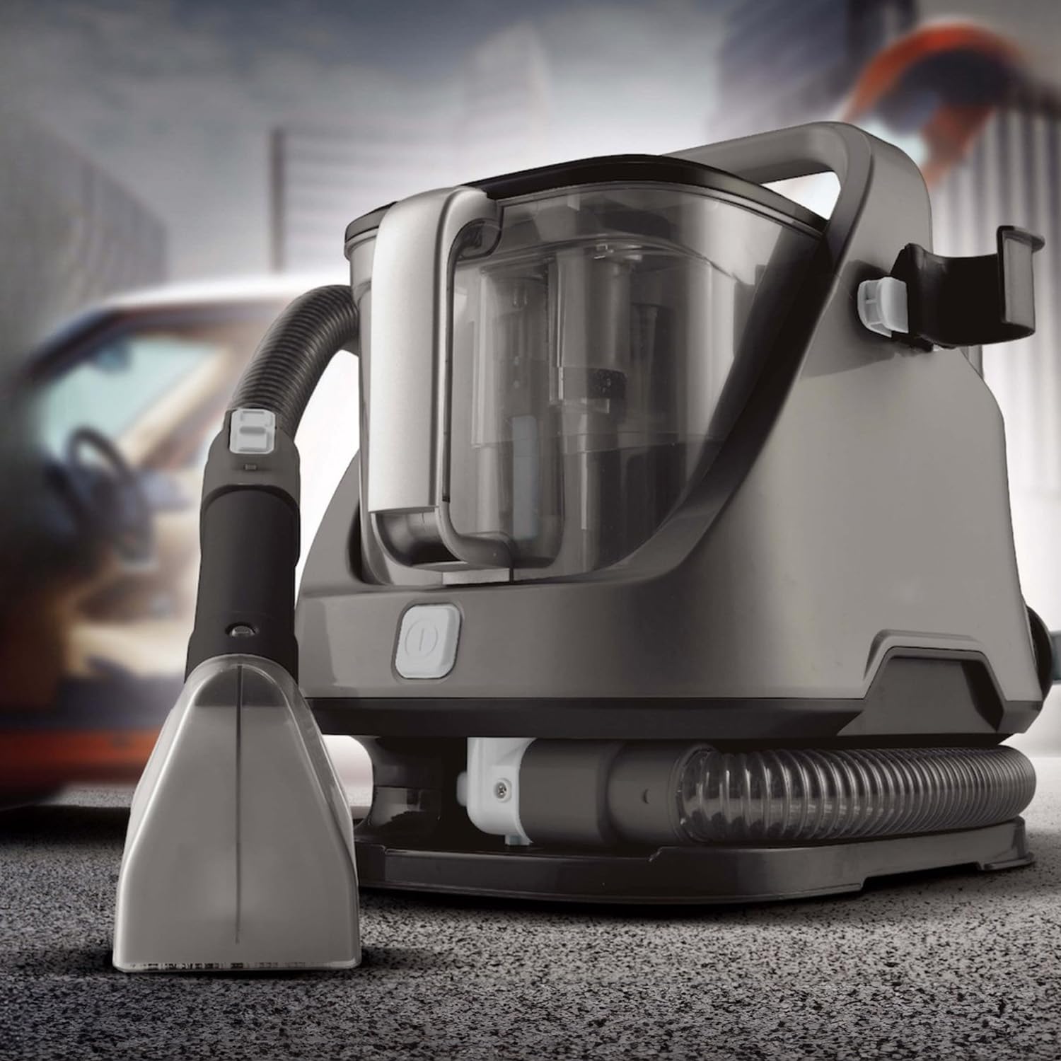 Avilia Máquina aspiradora para alfombras – Lava moquetas – Lava Interiores del Coche Cable de 3 Metros, depósitos de 1,4 L y 1,2 L Tecnología Avanzada para una Limpieza Impecable. Gris Oscuro y Negro