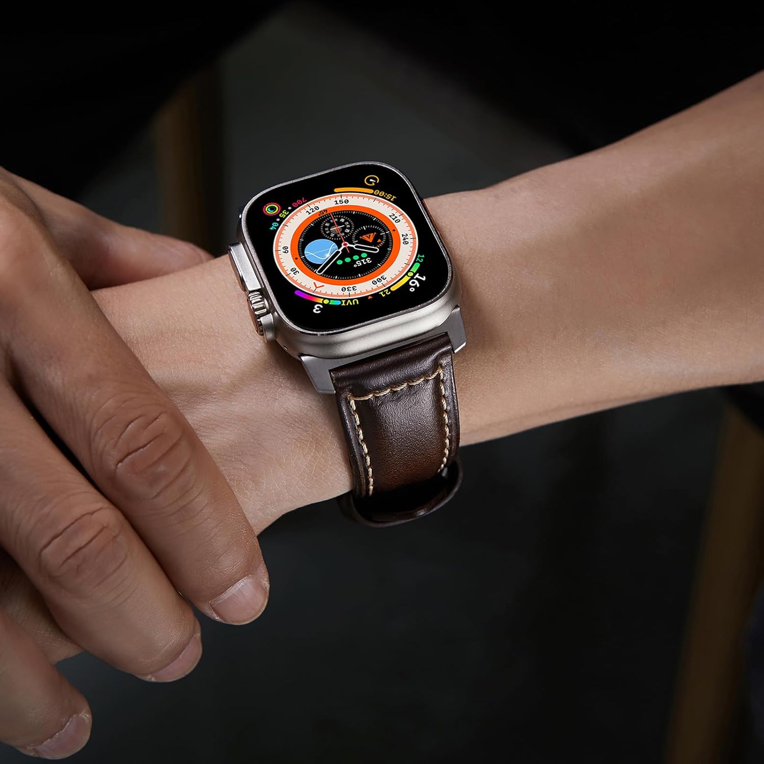 Gitalian Leather Band Compatible with Apple Watch Ultra3/2/1 Band 49mm 46mm 45mm 44mm 42mm for Men, Genuine Leather Replacement Strap for iWatch Series 10 9 8 7 6 5 SE - Image 4