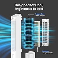 Vista 8 de TOSOT 43" Evaporative Air Cooler, 80° Oscillating Tower Fan with 3 Speeds, 2 Ice Packs & 4L Removable Tank, 43dB Quiet Cooling Fan, Remote Control