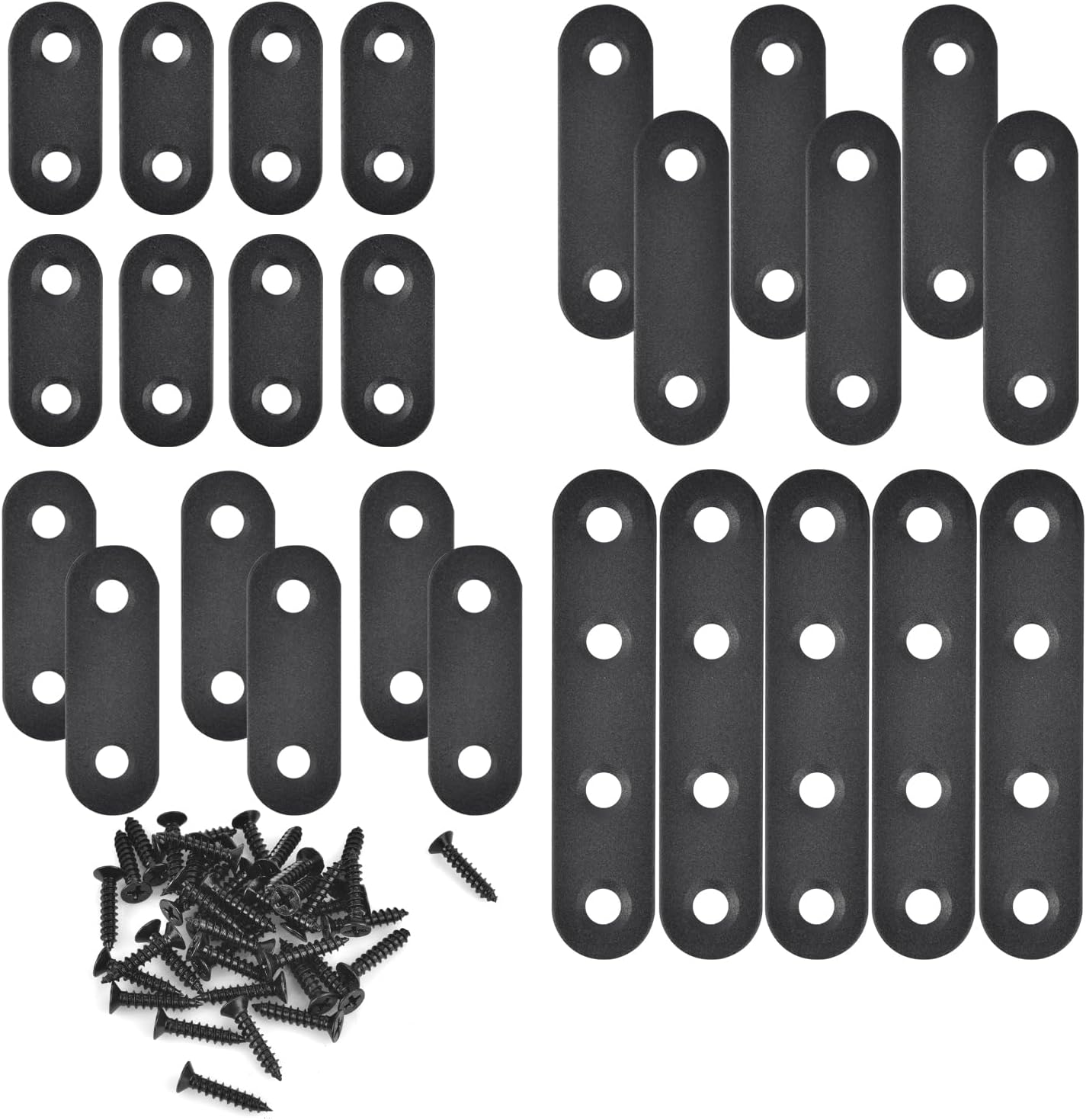 Mending Plates for Wood - 28 Set Metal Flat Plate Straight Bracket for Board, Bed Frame, Furniture & Shelves,Wood Connector Brackets,Stainless Steel (4 Size-28 Set)