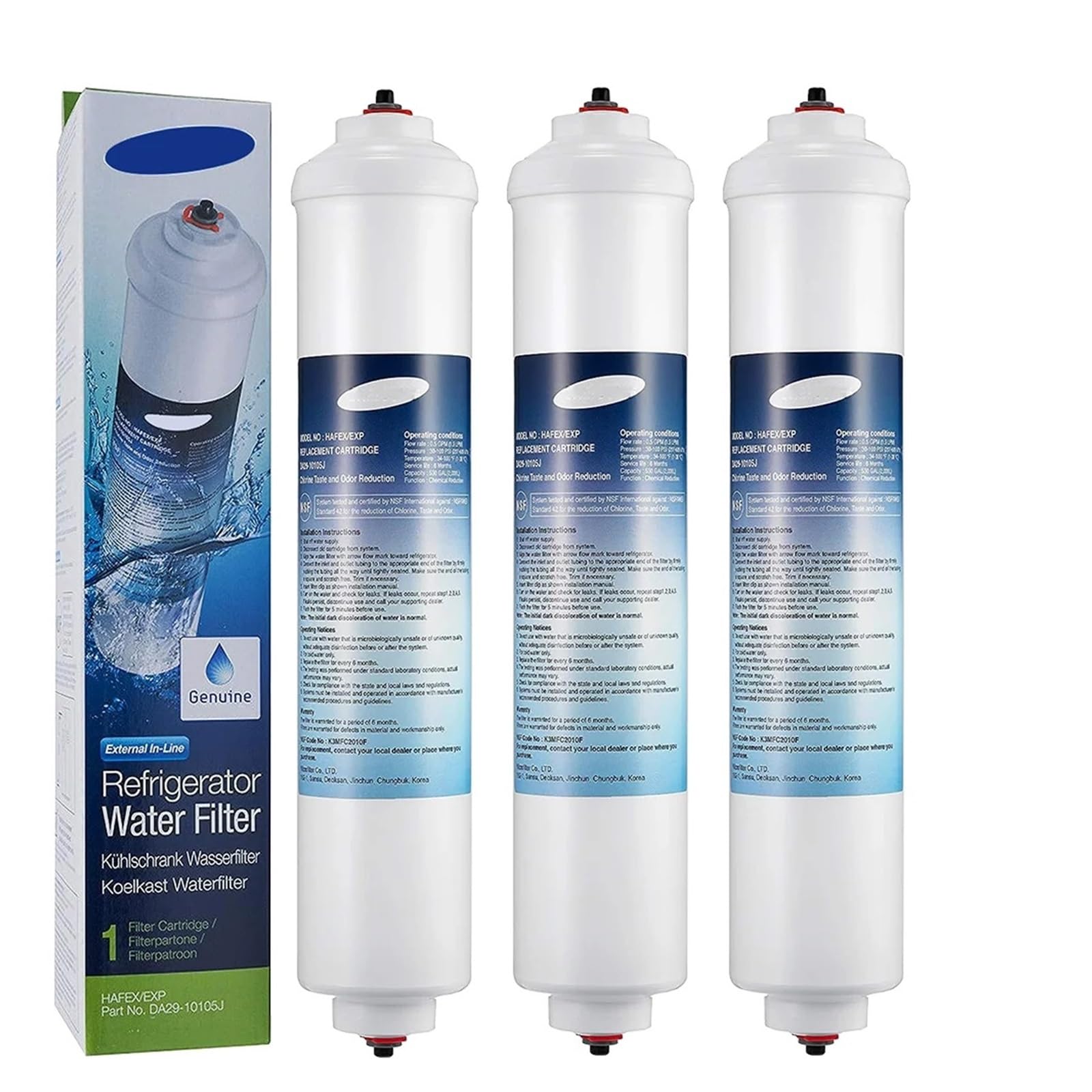 Reemplace El Filtro De Agua Del Refrigerador, Compatible Con Samsung, DA29-10105J HAFEX/EXP WSF-100 Aqua-Pure Plus, Compatible Con LG, 5231JA2010B GE GXRTQR(3 pcs)