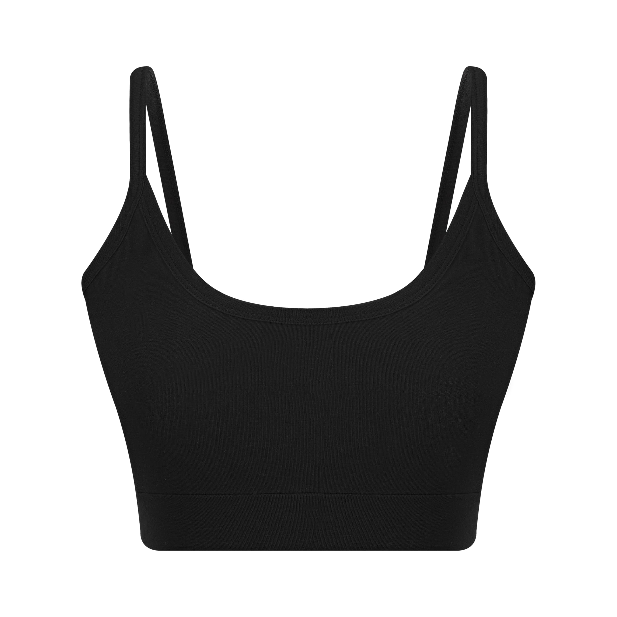 Albero Natur Women's Black Organic Cotton Gots Certified Bustier - Soft Elastic Sports Bra, M