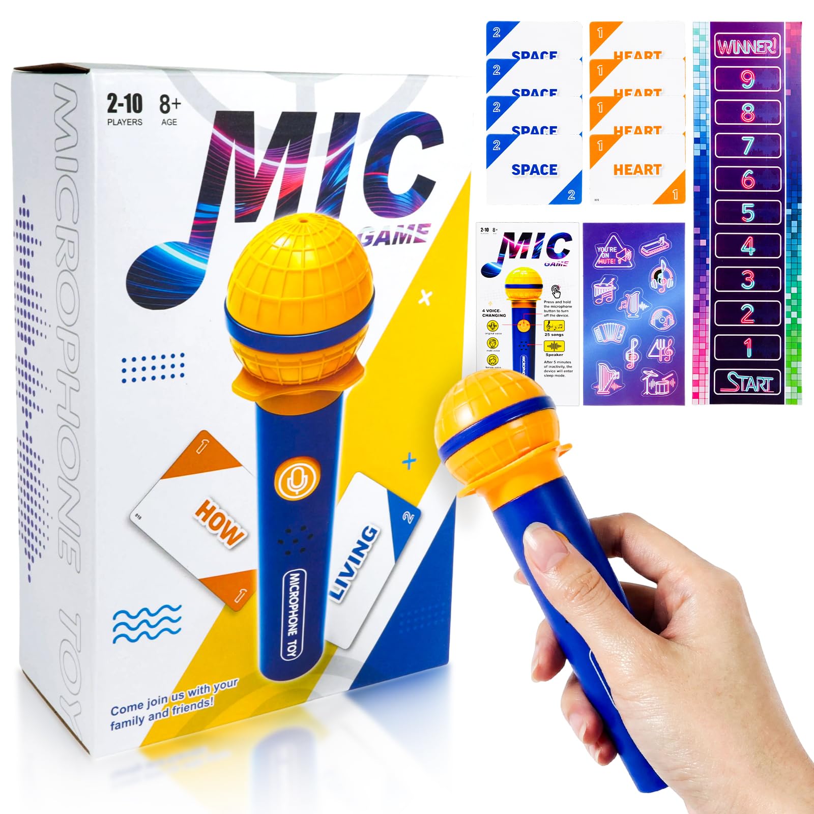 iewrtcin Grab That Mic Card Games – Mic Karaoke Party Game, 2-10 Players Music Card Games with 260 Lyrics (130 Cards) for Hilarious Nights & Birthday Party & Family Karaoke Game
