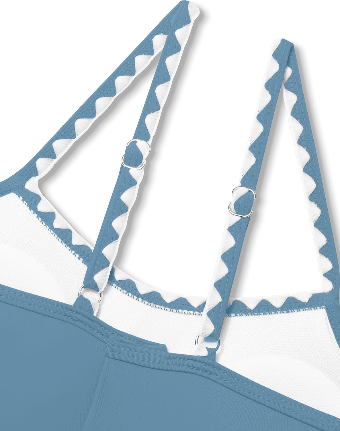 Girls Swimsuit Solid Color Tankini Contrast Trim Swimwear 2 Piece Bathing Suit Padded Swimsuits for Teens 9-16Y - Image 8