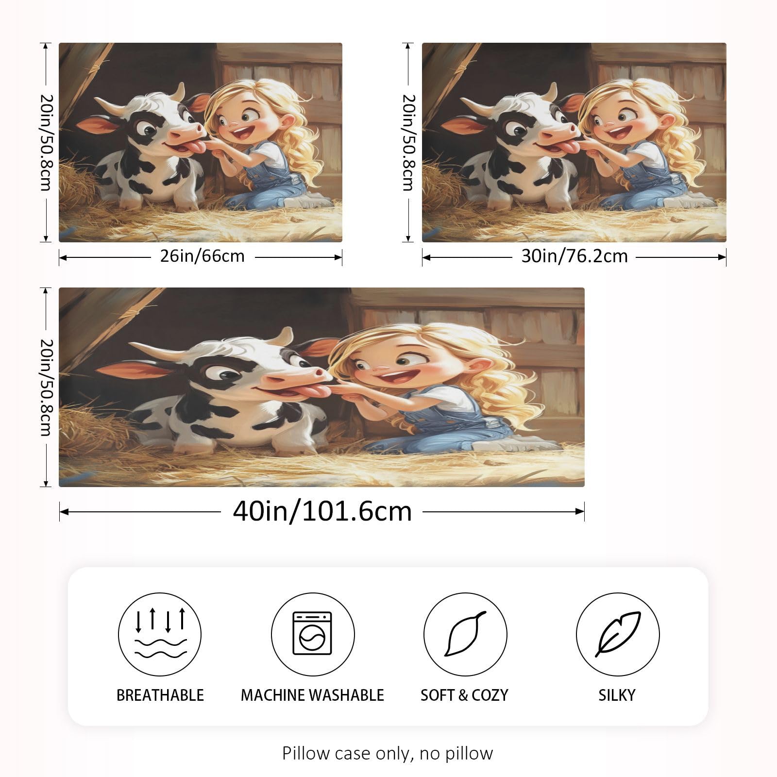 Cartoon Girl Calf Satin Pillowcase for Hair and Skin Super Soft Silk Pillow Cases with Envelope Closure Wrinkle-Free Pillow Covers for Sleeping Men Women Gift (20