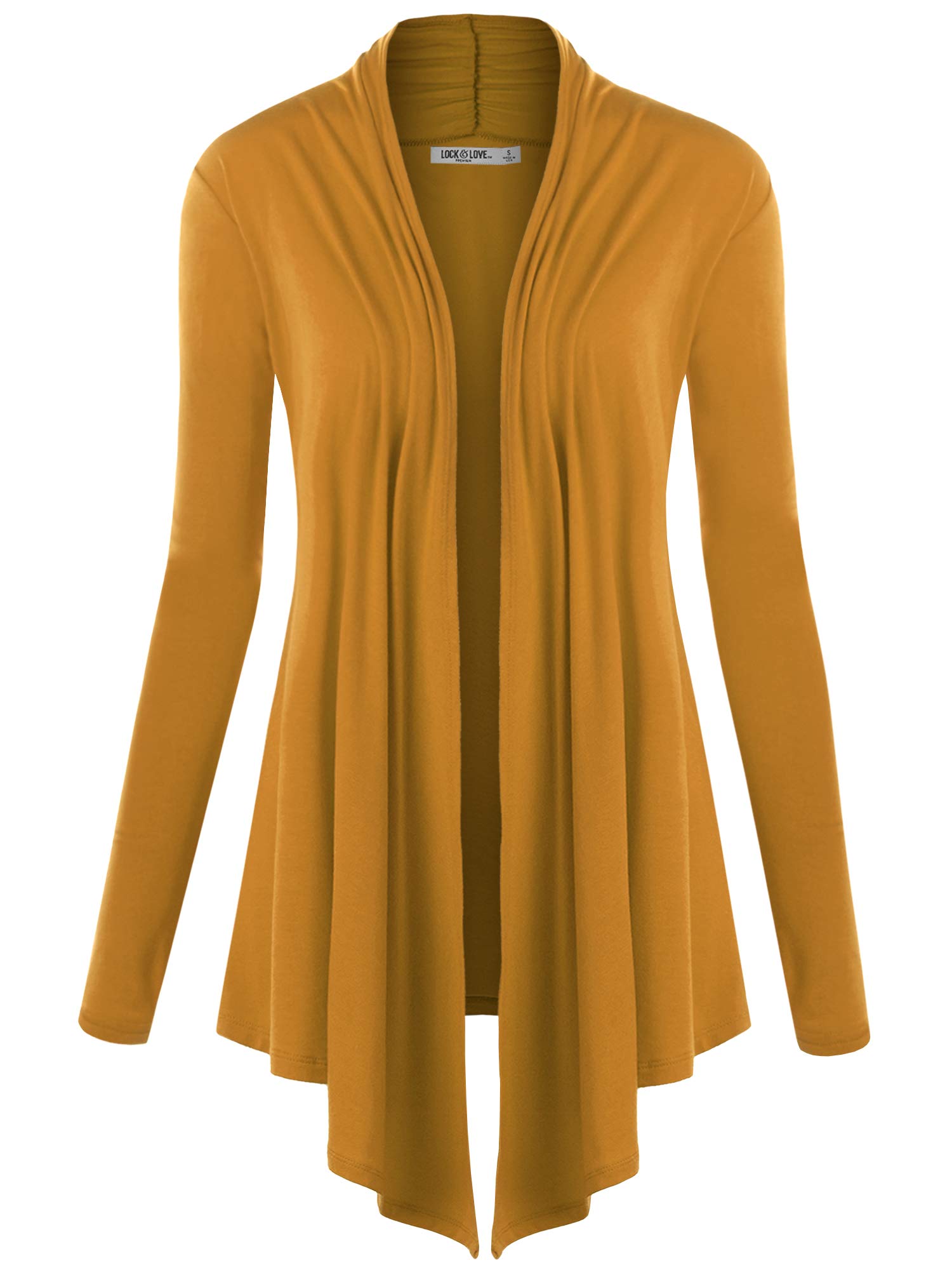 Lock and Love Women's Draped Open Front Cardigan – Lightweight Long Sleeve Asymmetrical Hem Soft Casual Duster Cover Up