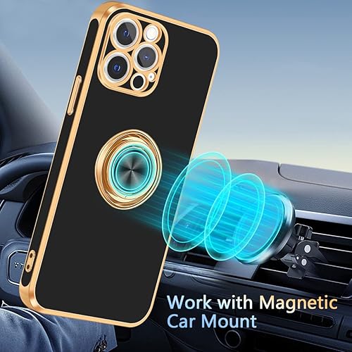 Miniatura 7 de Fingic Funda para iPhone 12 Pro, funda para iPhone 12 Pro con soporte de anillo, ajuste delgado, soporte para automóvil, protección a prueba de