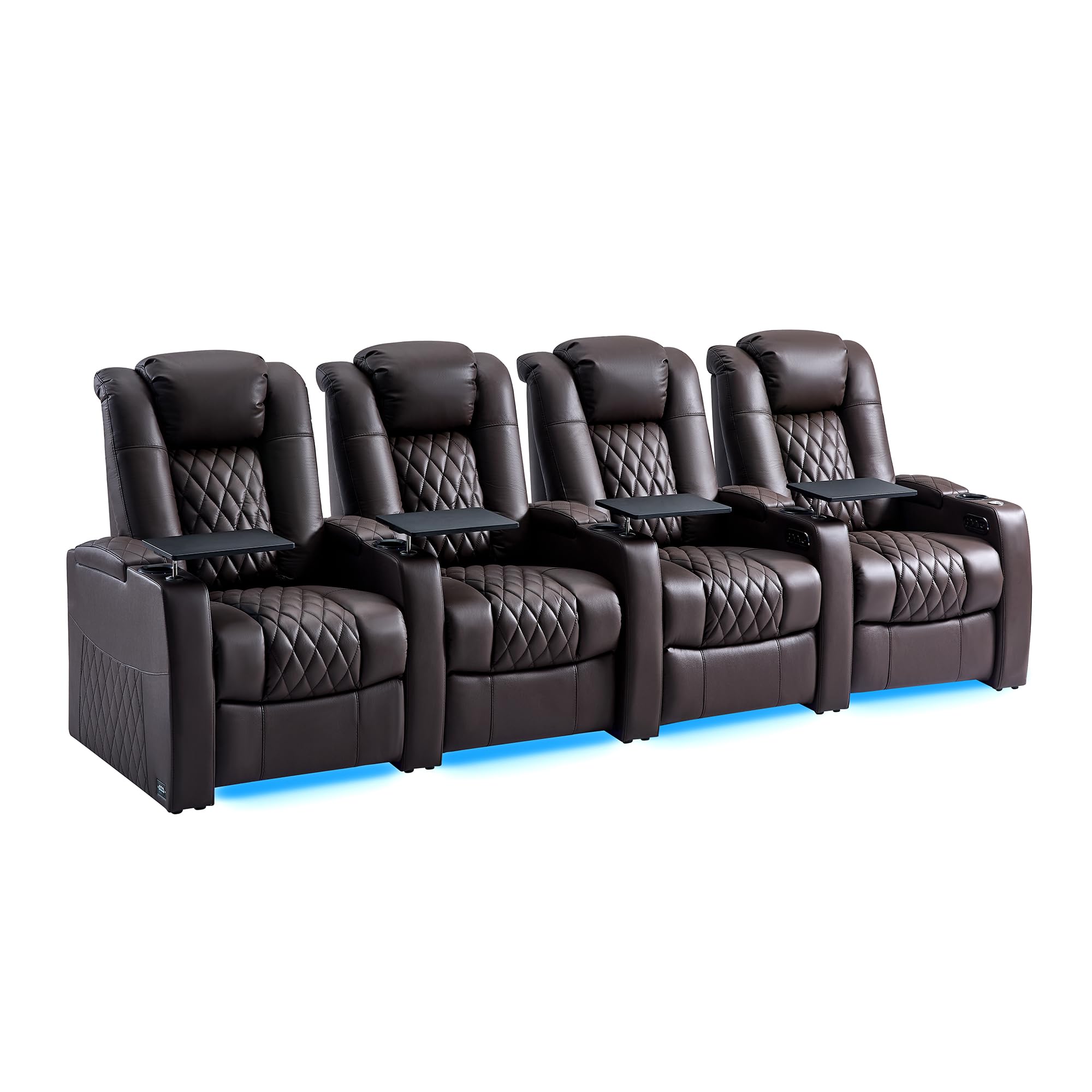 comfiroom Top Grain Leather Home Theater Seating Seats, Classic Series Dual Power Movie Gaming Sofa Movie Theater Chairs Recliner Sofa with Type-C USB
