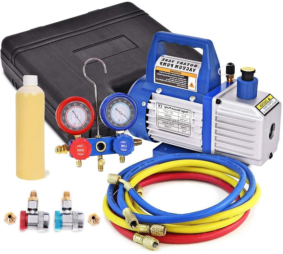 Buy Zimbala Set of Vacuum Pump Refrigerant Meter, 1/3HP 4CFM Single