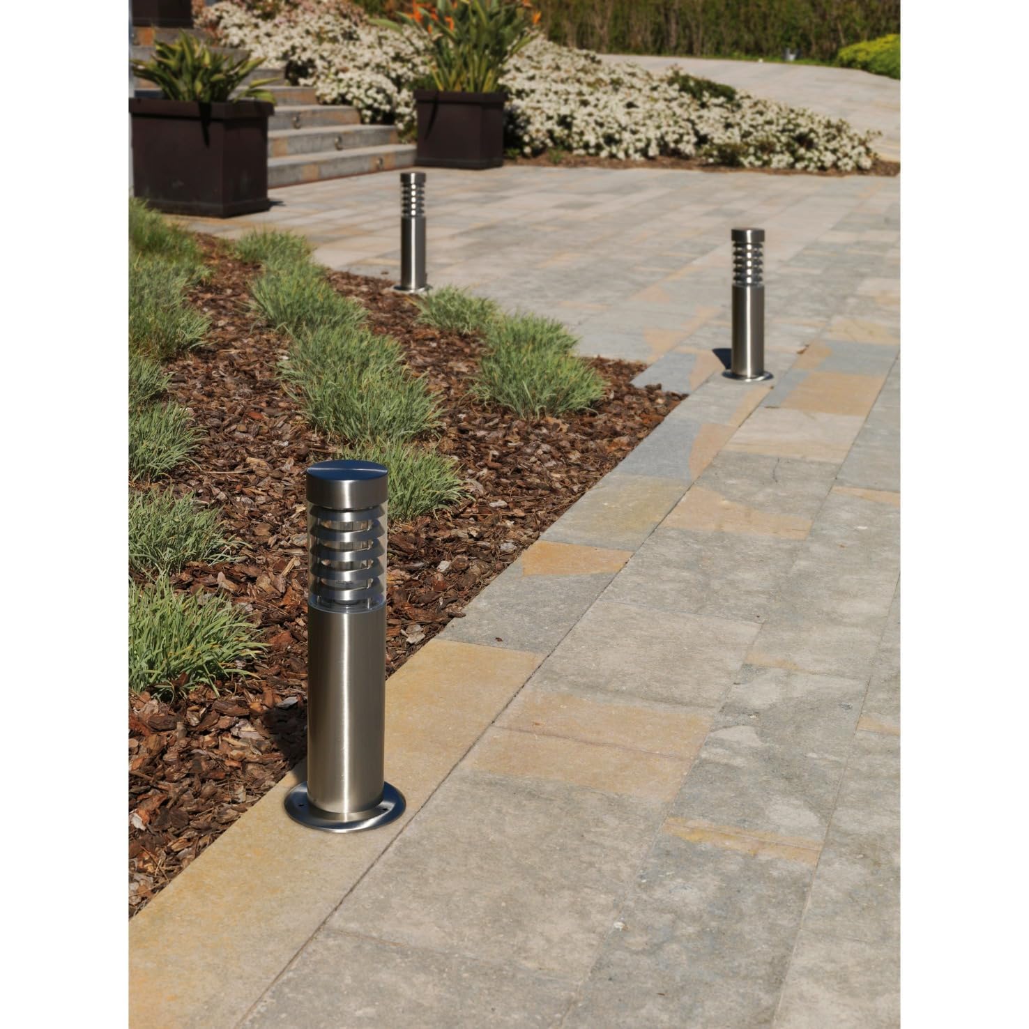 faro giardino GALLERNA (H.45cm) - fari esterni giardino - IP44 inox aisi 304 E27 18W - faro LED - lampioni esterno giardino - lanterne giardino esterno
