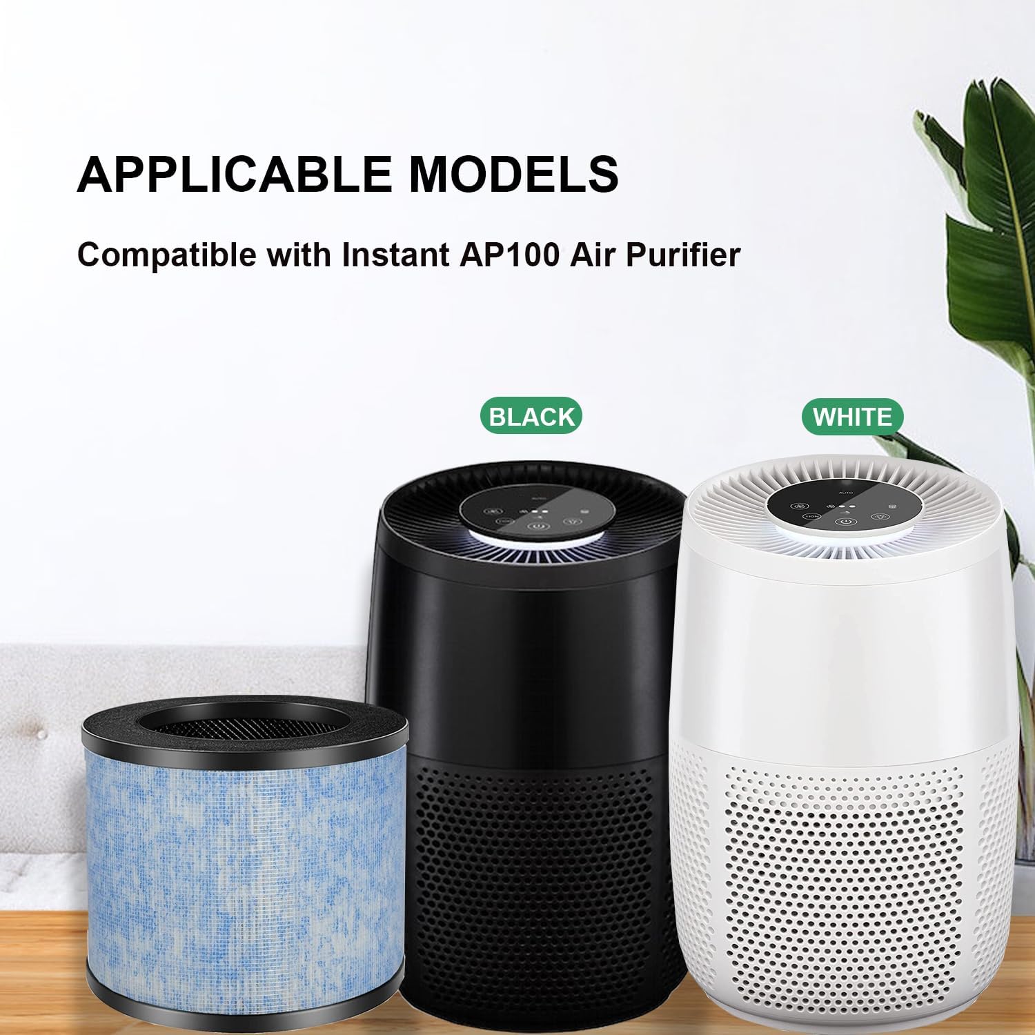 F100 True HEPA Repalcement Filter, Compatible with Instant AP100 Small Air Purifier, Compare to F100 HEPA Filter, Removes Dust/Odors/Allergens, 2-Pack - Image 2