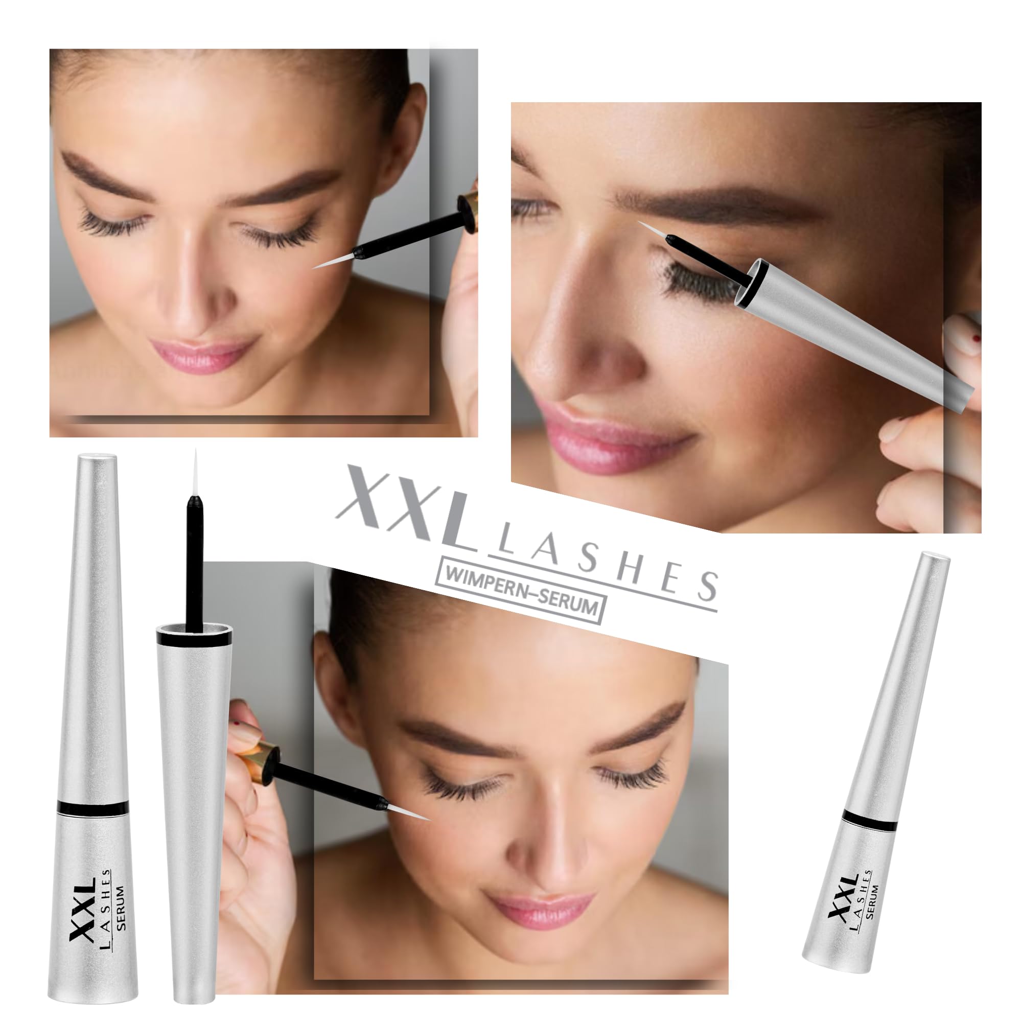 XXL Lashes Sérum pour cils, sérum rehausseur de sourcils pour une croissance rapide des cils et des sourcils, l'allongement, effet testé, cils plus longs, épais et forts en 4 semaines, végétalien