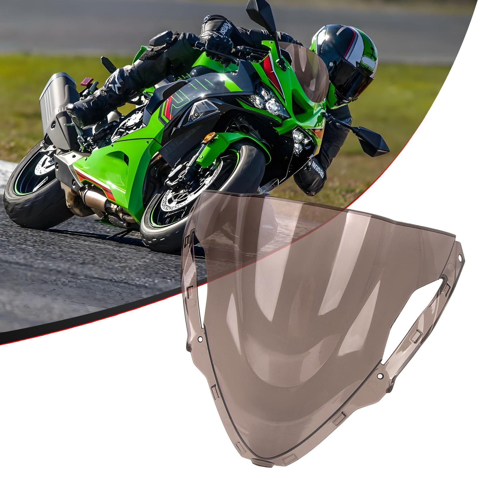 PSLER Motorcycle Windshield Windscreen for ZX6R 2024 2025 2026 Smoke