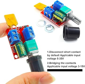 Mini PWM DC Motor Speed Controller, DC 3V 6V 12V 24V 35V 5A Speed Control Switch Small LED Dimmer