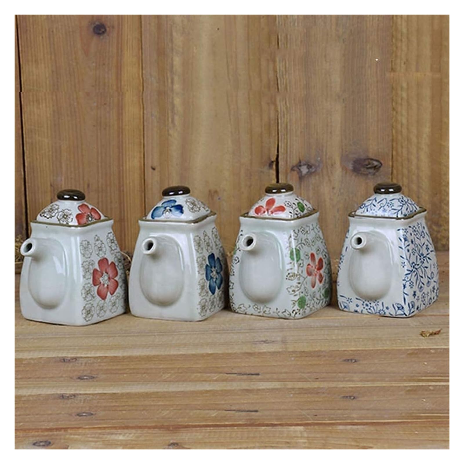 Dispenser in Ceramica per Olio, aceto e Salsa di soia, Piccole Bottiglie Vintage, Dispenser per condimenti liquidi a Prova di perdite