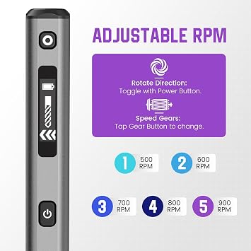 AM ARROWMAX Electric Mini Drill Pen, 5 Speed, 10 Small Drill Bits with Aluminum Box, LED Light, OLED Display, Resin Drill Set for Jewelry Making Plastic, Wood SDS