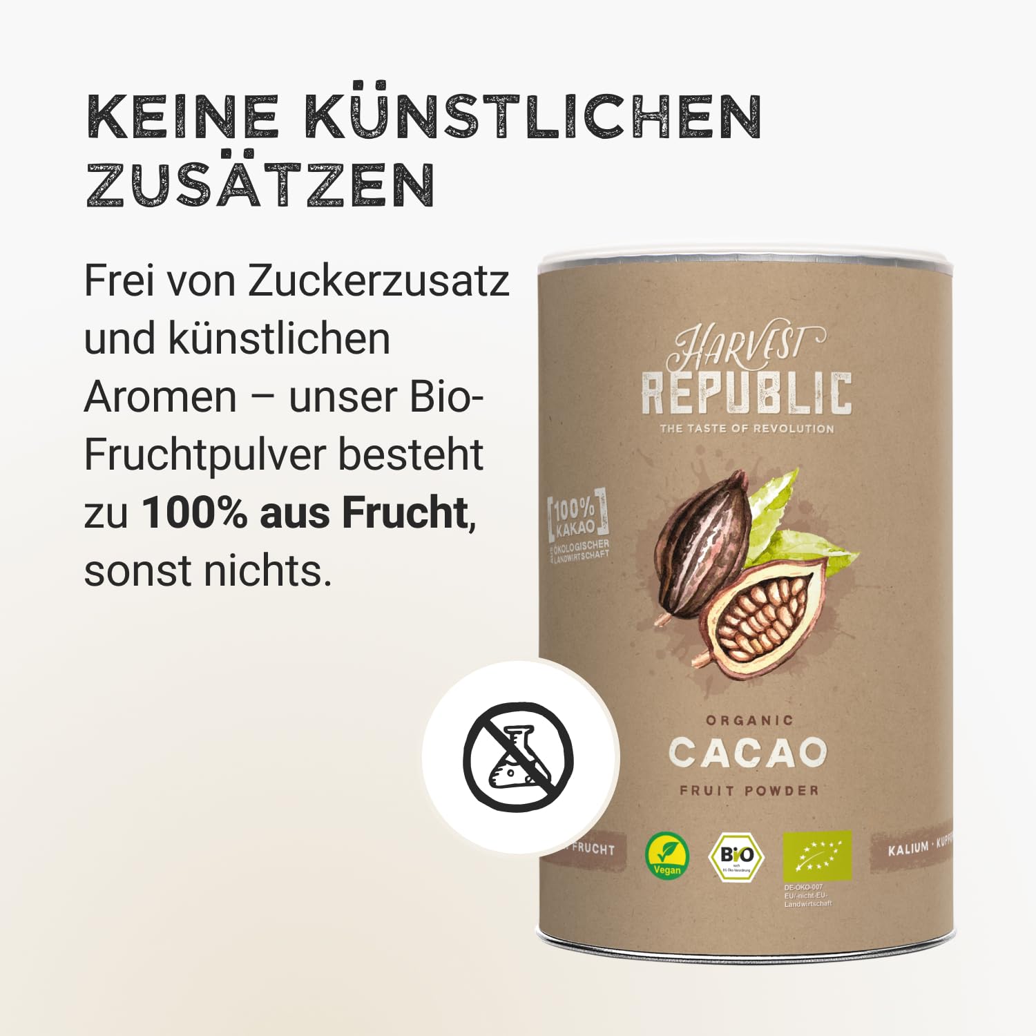 HARVEST REPUBLIC Bio kakao w proszku 100% bez dodatku cukru 125 g
