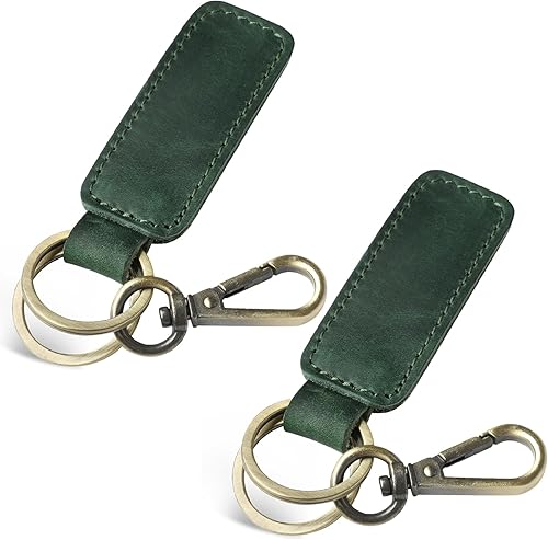 Jack&Chris JC306 - Llavero de cuero genuino para coche, llavero universal, soporte de llavero de cuero para hombres y mujeres, JC306